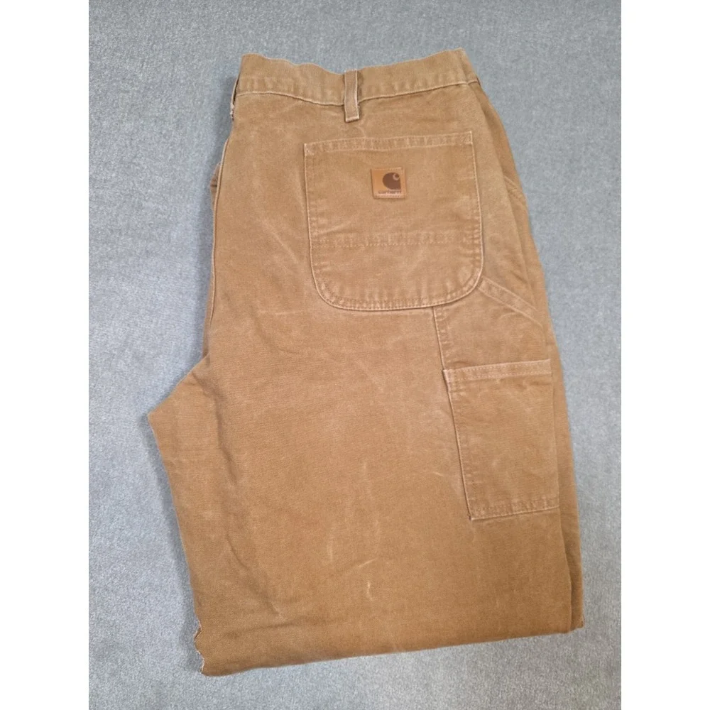 Carhartt Flannel Lined Carpenter Tan Pants Workwear B111-BRN Men's 40x32